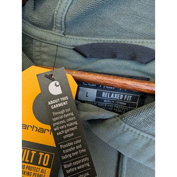 Carhartt Hoodie Mens Large Green Relaxed Fit Midweight Long Sleeve 106253 NWT - Picture 4 of 5